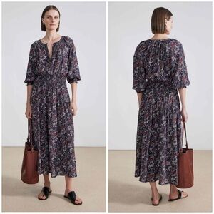 Apiece Apart Tuckernuck La Ventura Maxi Dress Dutch Floral Dark Silk Sz XS